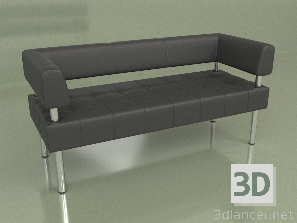 3d model Sofa three-seater Business (Black leather) - preview