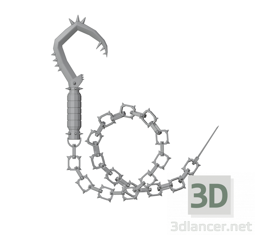 modello 3D frusta a gancio - anteprima