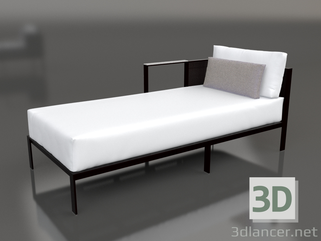 modello 3D Modulo divano, sezione 2 sinistra (Nero) - anteprima