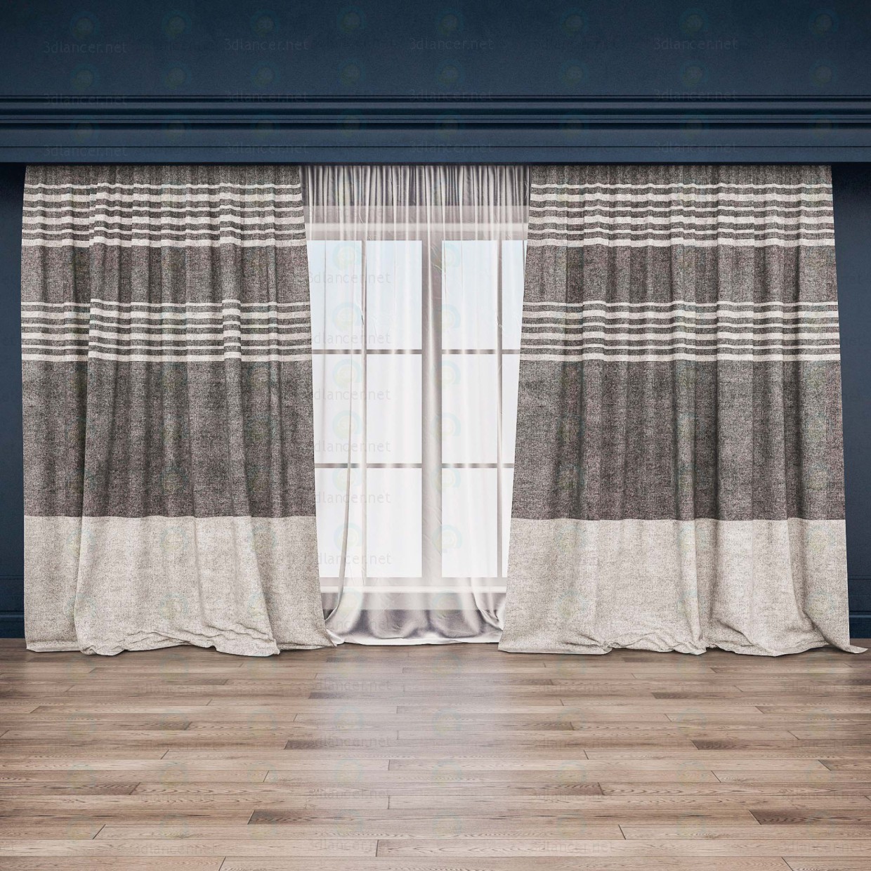 3d model Window Curtain Minimalistic - preview