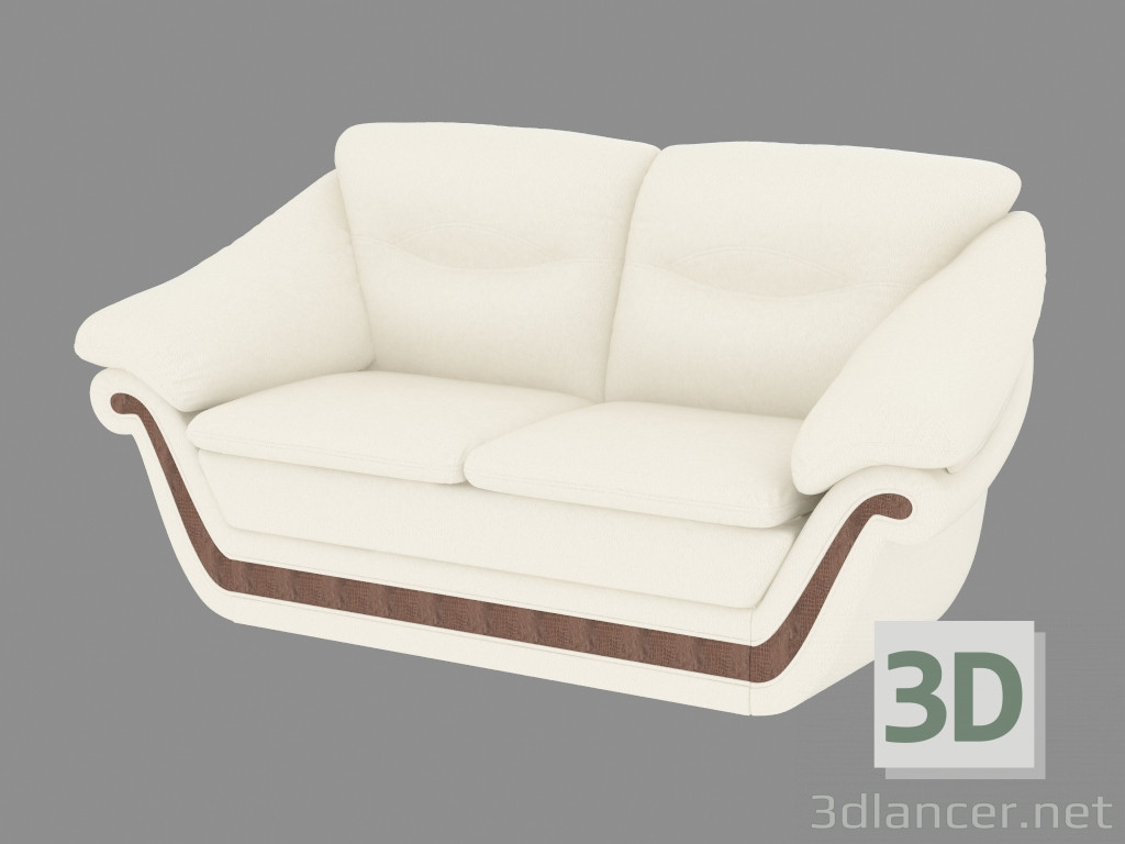 modèle 3D canapé droit en cuir double - preview