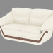 modello 3D Doppio divano in pelle dritto - anteprima
