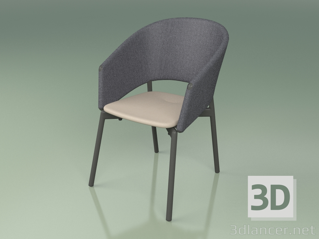 3d model Silla confort 022 (Metal Ahumado, Gris, Mole de resina de poliuretano) - vista previa