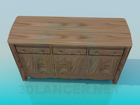 3d model Wide bedside table - preview