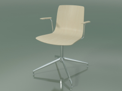 Stuhl 5909 (4 Beine, drehbar, mit Armlehnen, weiße Birke)
