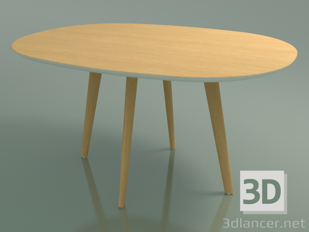 3D Modell Ovaler Tisch 3506 (H 74 - 135 x 100 cm, M02, natürliche Eiche, Option 1) - Vorschau
