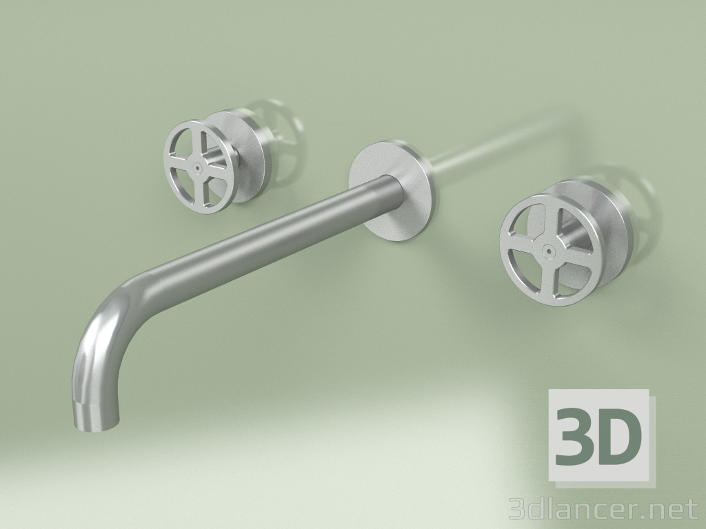 modello 3D Set da parete di 2 miscelatori separati con bocca di erogazione (20 11 V, AS) - anteprima
