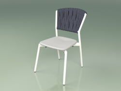 कुर्सी 220 (धातु दूध, पॉलीयूरेथेन राल ग्रे, गद्देदार बेल्ट ग्रे-नीला)