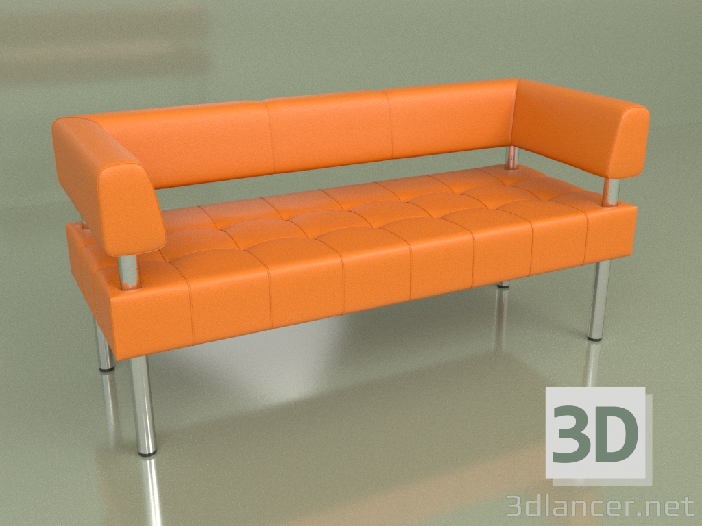 Modelo 3d Sofá Business de três lugares (couro laranja) - preview