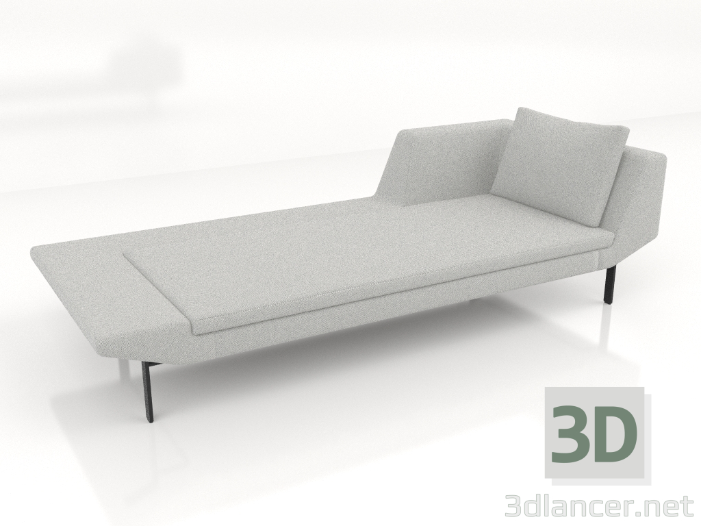 3d model Chaise longue 240 with armrest on the right (metal legs) - preview