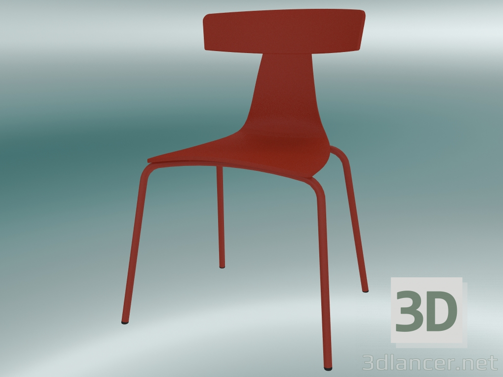 3d модель Стул стекируемый REMO plastic chair (1417-20, plastic coral red, coral red) – превью