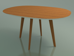 Ovaler Tisch 3506 (H 74 - 135x100 cm, M02, Teak-Effekt, Option 1)