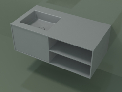 Washbasin with drawer and compartment (06UC524S2, Silver Gray C35, L 96, P 50, H 36 cm)