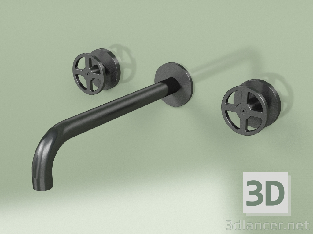 3d model Wall-mounted set of 2 separate mixers with spout (20 11 V, ON) - preview