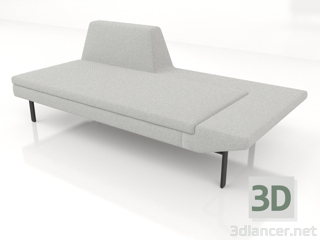3d model Chaise longue open 186 with an armrest on the left (metal legs) - preview