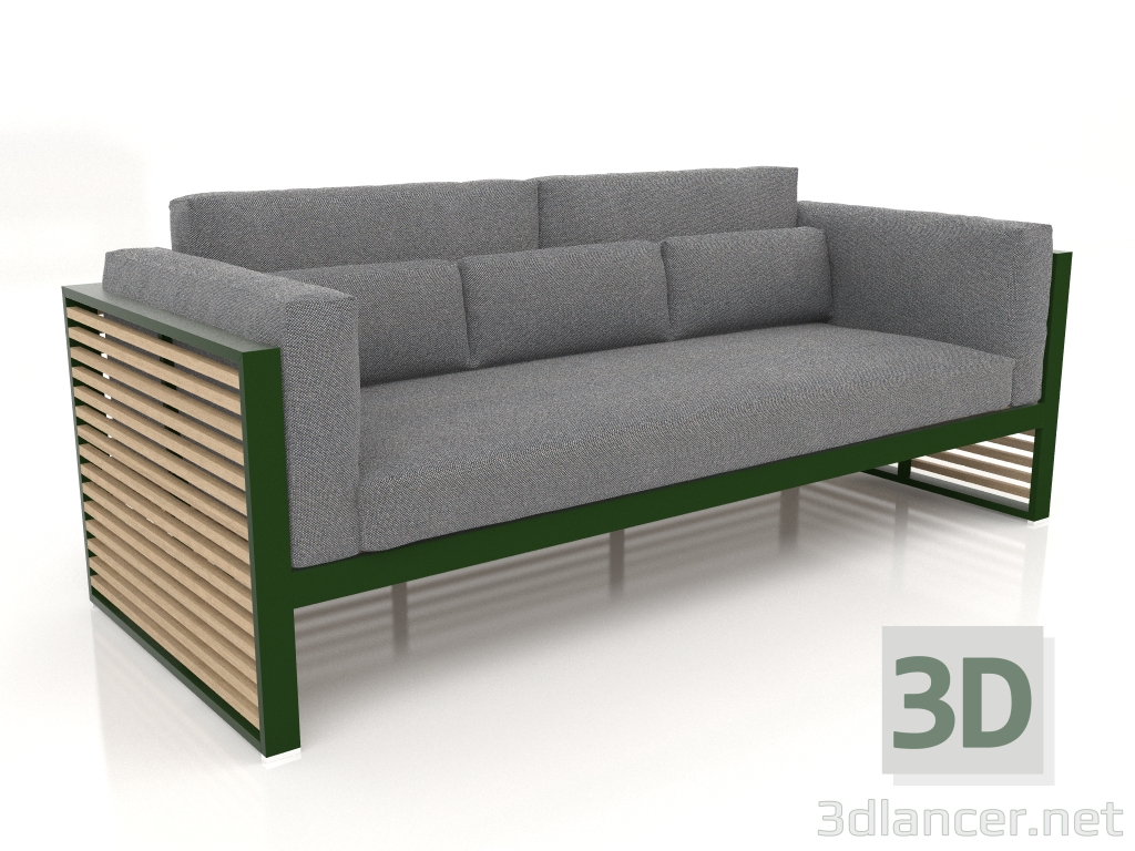 modèle 3D Canapé 3 places avec dossier haut (Vert bouteille) - preview