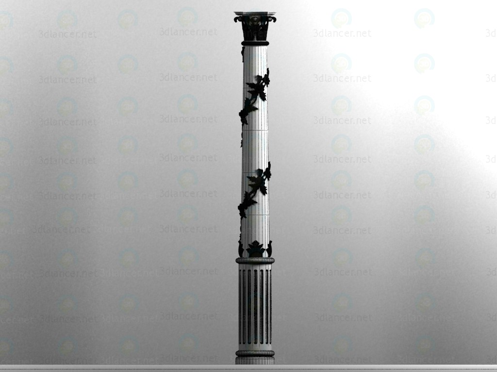 Columna dorada tallada 3D modelo Compro - render Columna dorada tallada 3D modelo Compro - render