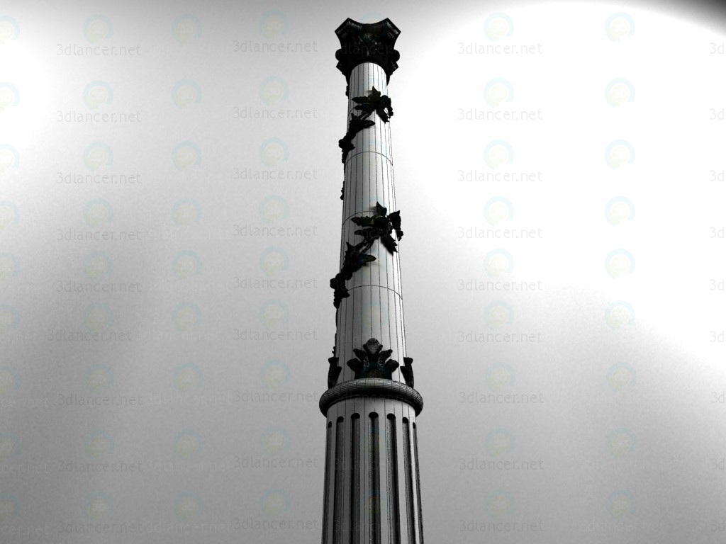 Columna dorada tallada 3D modelo Compro - render Columna dorada tallada 3D modelo Compro - render