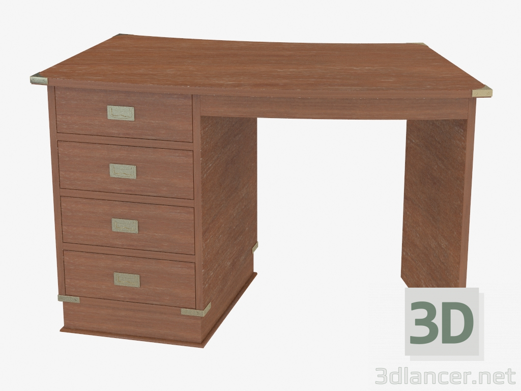 3d model Mesa de escritorio con cajones y decoración de bronce - vista previa