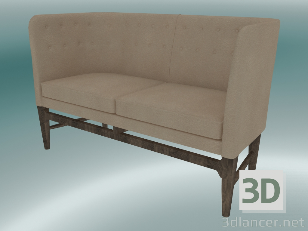 modèle 3D Canapé double Mayor (AJ6, H 82cm, 62x138cm, Chêne huilé fumé, Cuir - Soie Aniline) - preview