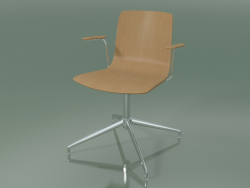 Chair 5909 (4 legs, swivel, with armrests, oak)