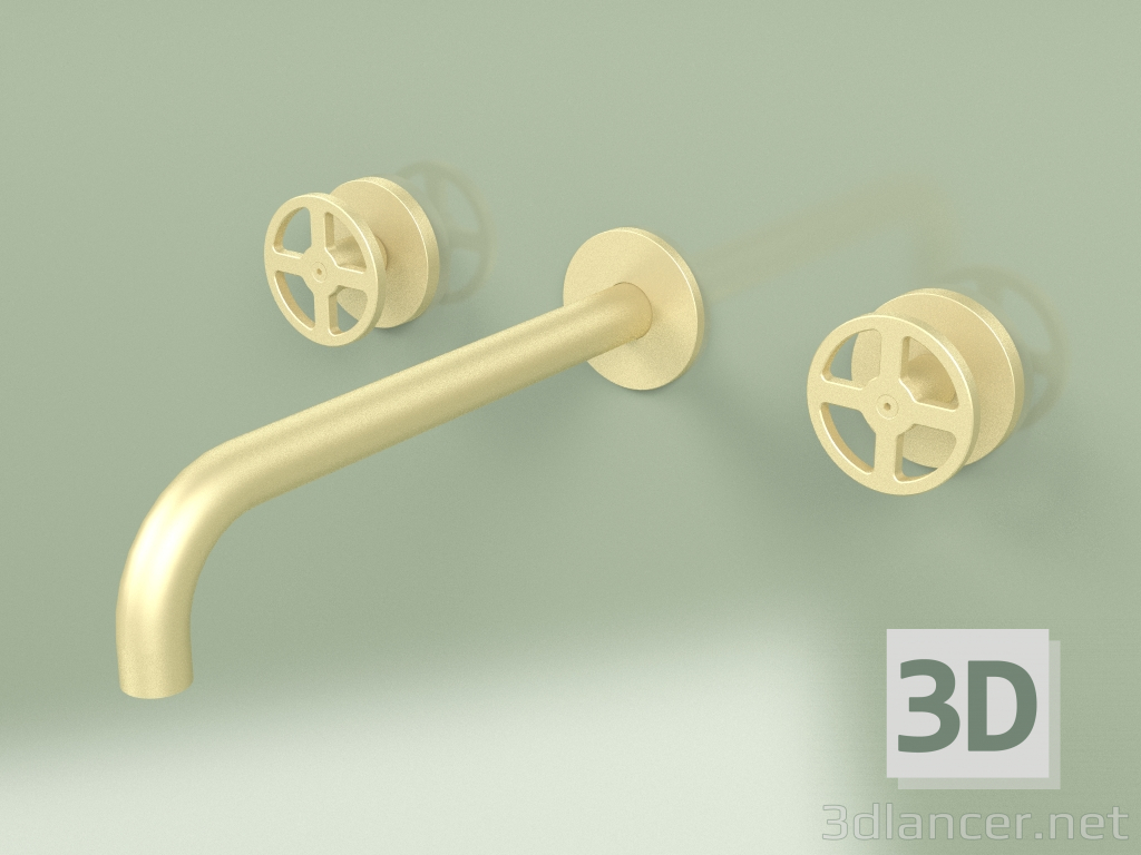 modello 3D Set da parete di 2 miscelatori separati con bocca di erogazione (20 11 V, OC) - anteprima
