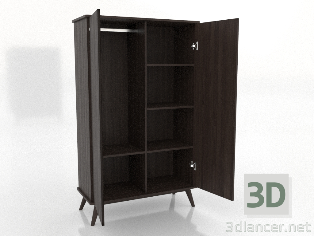 3D Modell Schrank 4 1000x450x1650 mm (offen, Esche-Nussbaum) - Vorschau 3D Modell Schrank 4 1000x450x1650 mm (offen, Esche-Nussbaum) - Vorschau