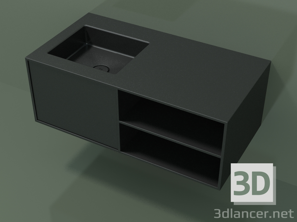 3D Modell Waschbecken mit Schublade und Fach (06UC524S2, Deep Nocturne C38, L 96, P 50, H 36 cm) - Vorschau
