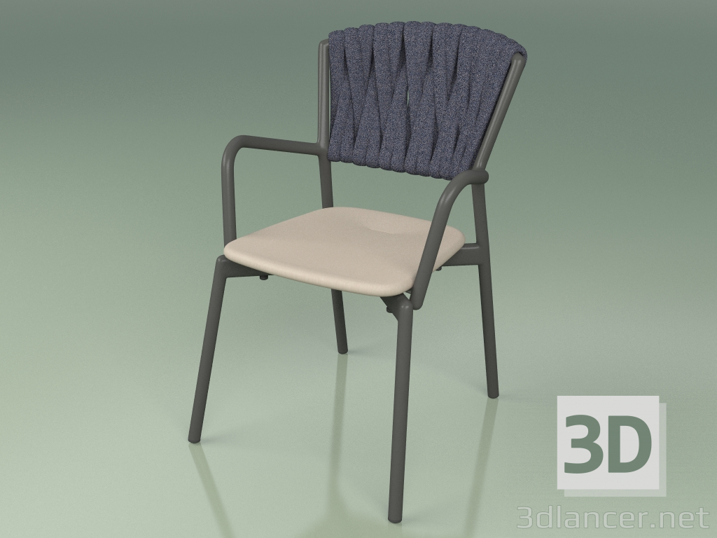 modello 3D Sedia 221 (Metallo Fumo, Talpa In Resina Poliuretanica, Cintura Imbottita Grigio-Blu) - anteprima