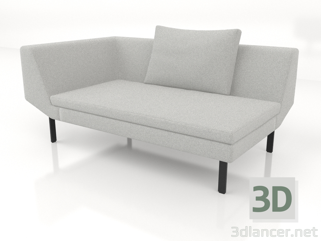 3d model End sofa module 156 with an armrest on the left (metal legs) - preview