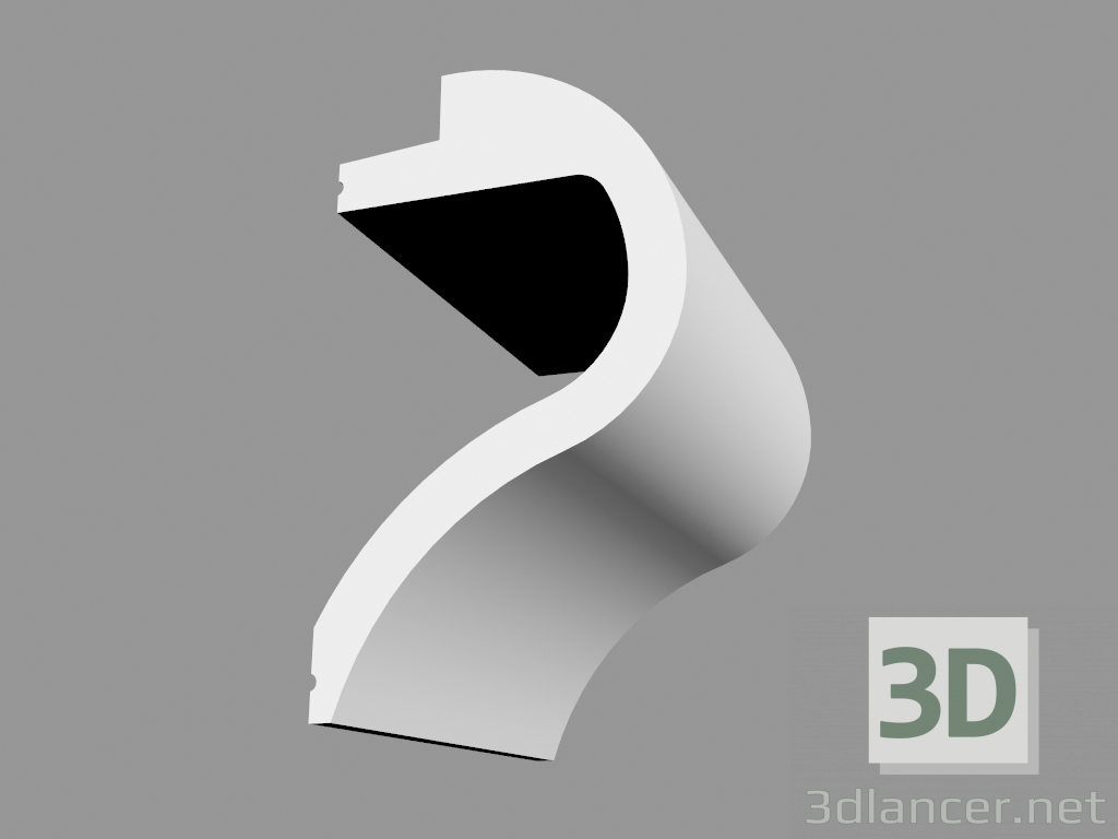 modello 3D Cornice per illuminazione a scomparsa C364 - Wave (14 x 8 cm) - anteprima