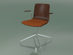 Chair 5910 (4 legs, swivel, with armrests, with seat cushion, walnut)