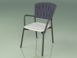 Sandalye 221 (Metal Duman, Poliüretan Reçine Gri, Dolgulu Kemer Gri-Mavi)