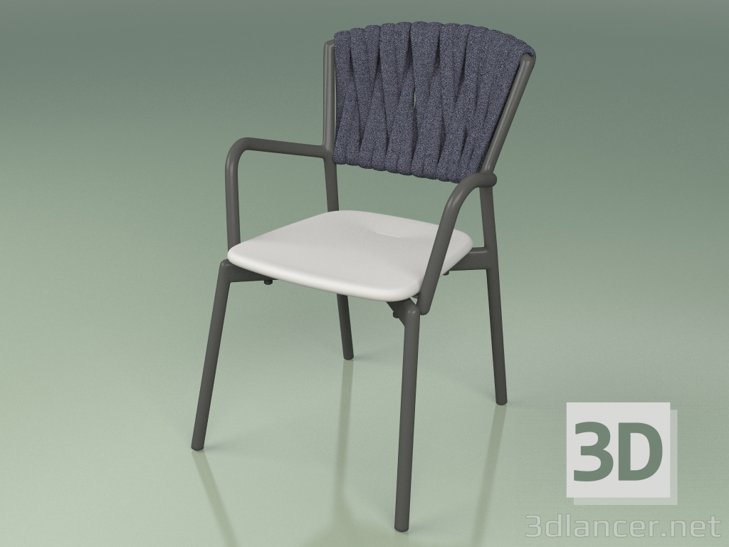 modello 3D Sedia 221 (Fumo Metallo, Resina Poliuretanica Grigio, Cintura Imbottita Grigio-Blu) - anteprima