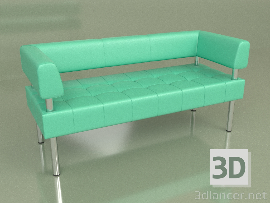 modello 3D Divano tre posti Business (Pelle Verde) - anteprima