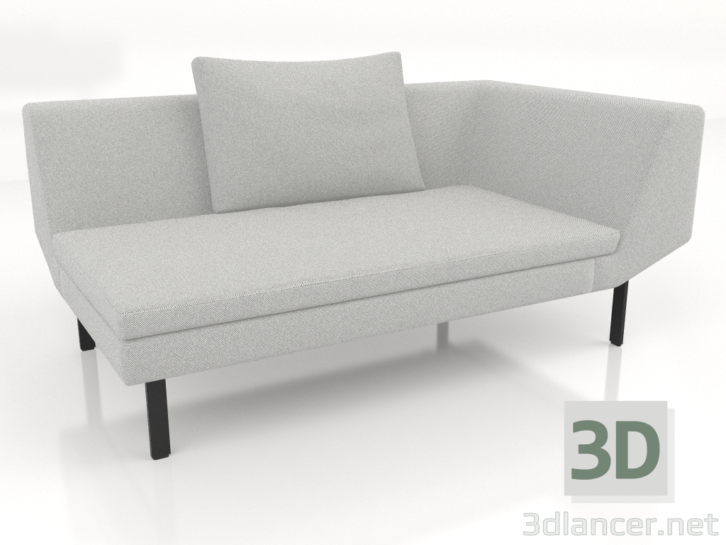 modello 3D Terminale divano modulo 156 con bracciolo a destra (gambe in metallo) - anteprima