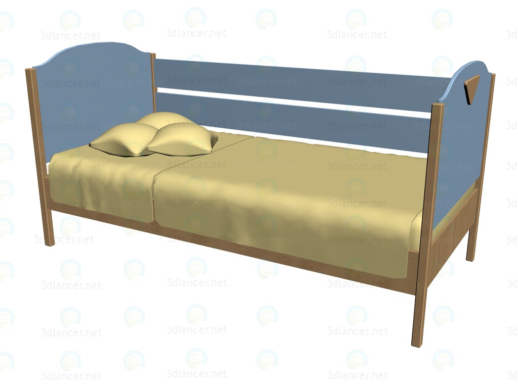 3d model Cama con valla 63KV06 - vista previa