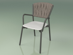 Cadeira 221 (fumaça de metal, resina de poliuretano cinza, cinto acolchoado cinza-areia)