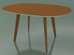 Ovaler Tisch 3506 (H 74 - 135x100 cm, M02, Teak-Effekt, Option 2)