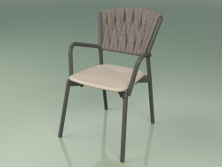 Cadeira 221 (fumaça de metal, toupeira de resina de poliuretano, cinto acolchoado cinza-areia)