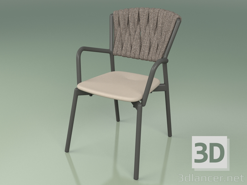 modello 3D Sedia 221 (Metallo Fumo, Talpa Resina Poliuretanica, Cintura Imbottita Grigio-Sabbia) - anteprima