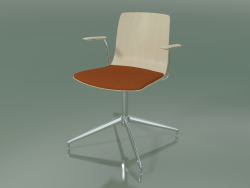 Cadeira 5910 (4 pernas, giratória, com braços, com almofada para assento, bétula branca)