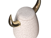 Vase Bull Rough Cashmere and Glossy Gold Horn