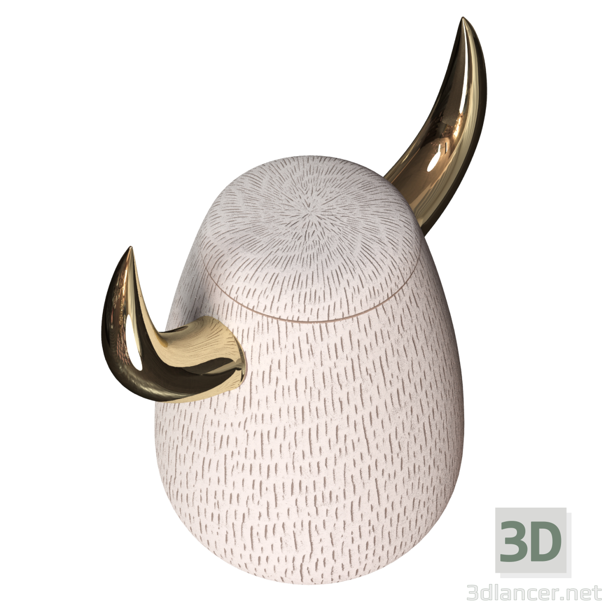 Vase Bull Raues Kaschmir und glänzendes Goldhorn 3D-Modell kaufen - Rendern