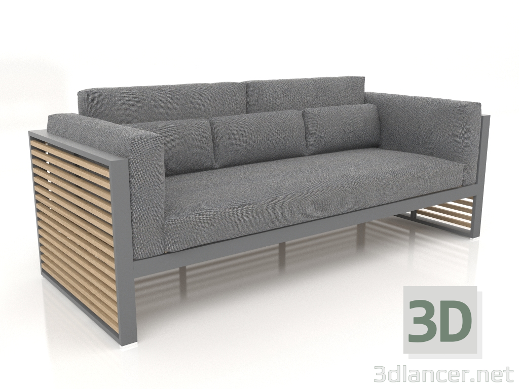 3D Modell 3-Sitzer-Sofa mit hoher Rückenlehne (Anthrazit) - Vorschau