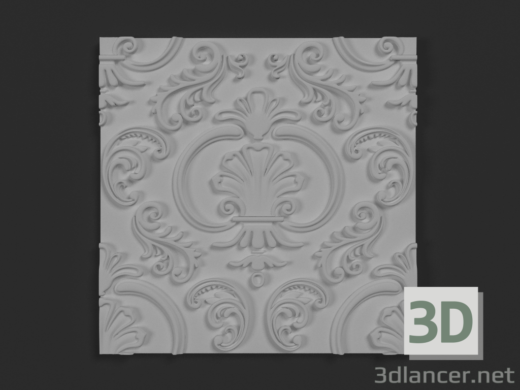 Modelo 3d Painel 3D de gesso Padrão de relevo - preview