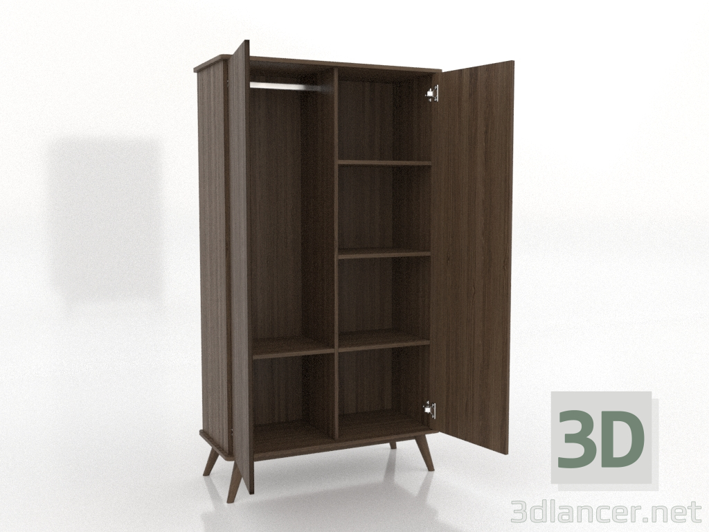 modèle 3D Armoire 4 1000x450x1800 mm (ouverte, frêne noyer éclairci) - preview modèle 3D Armoire 4 1000x450x1800 mm (ouverte, frêne noyer éclairci) - preview