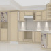 3 डी क्लासिक रसोई, travertine उन्नयन ग्रेनाइट countertops के साथ मॉडल खरीद - रेंडर