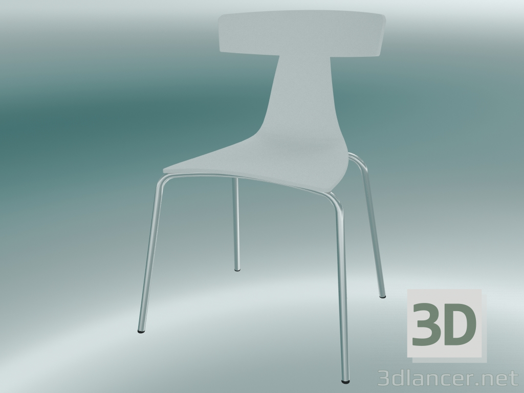 modèle 3D Chaise empilable Chaise en plastique REMO (1417-20, plastique blanc, chrome) - preview