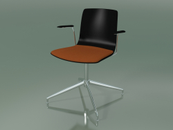 Chair 5910 (4 legs, swivel, with armrests, with seat cushion, black birch)